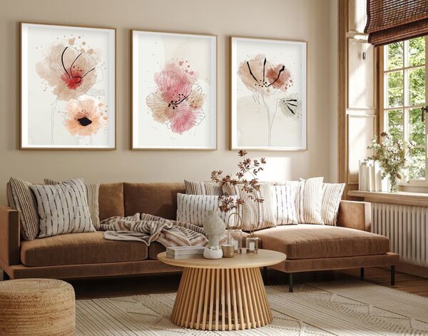 Huhu205 keretezett MDF falikép, 50 x 70 cm, 3 db-os szett