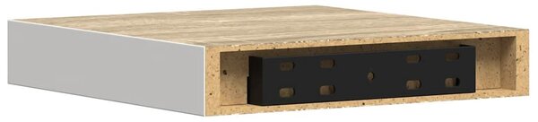 2 db tölgyszínű és fehér MDF lebegő fali polc 23x23,5x3,8 cm