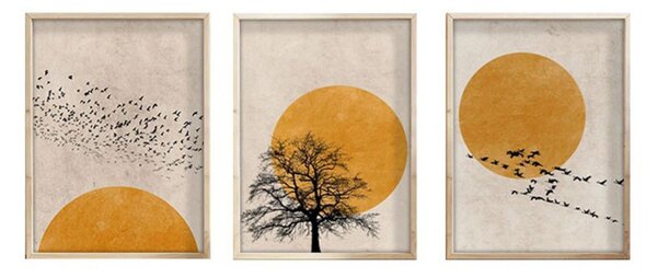 Huhu147 keretezett MDF falikép, 50 x 70 cm, 3 db-os szett