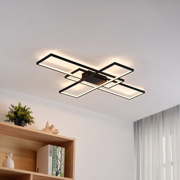 Mennyezeti Lámpa Lindby, Tetson, dimmable, Fekete, Nappali, Fém, Modern