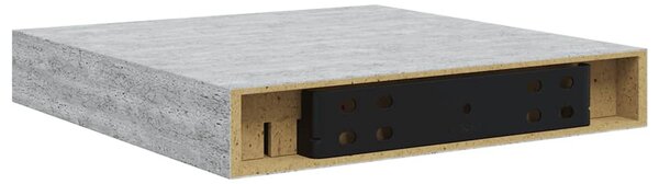 2 db betonszürke MDF lebegő fali polc 23 x 23,5 x 3,8 cm