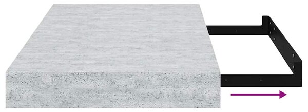 Betonszürke MDF lebegő fali polc 40 x 23 x 3,8 cm