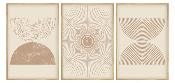 Huhu258 keretezett MDF falikép, 50 x 70 cm, 3 db-os szett