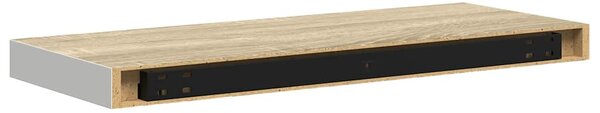 2 db tölgyszínű és fehér MDF lebegő fali polc 60x23,5x3,8 cm