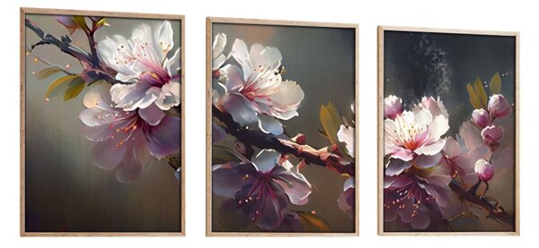 Huhu222 keretezett MDF falikép, 50 x 70 cm, 3 db-os szett