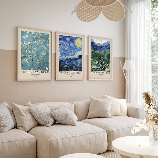 Huhu269 keretezett MDF falikép, 50 x 70 cm, 3 db-os szett