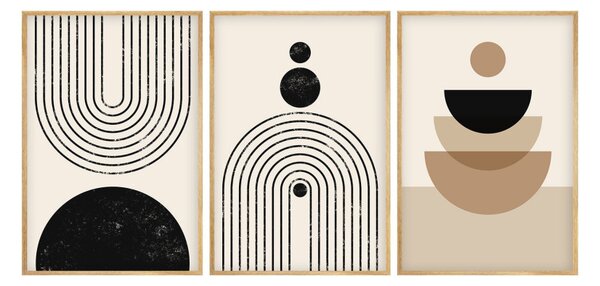 Huhu262 keretezett MDF falikép, 50 x 70 cm, 3 db-os szett