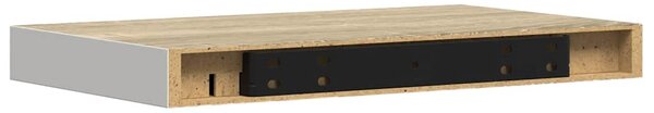 Tölgyszínű és fehér MDF lebegő fali polc 50 x 23 x 3,8 cm