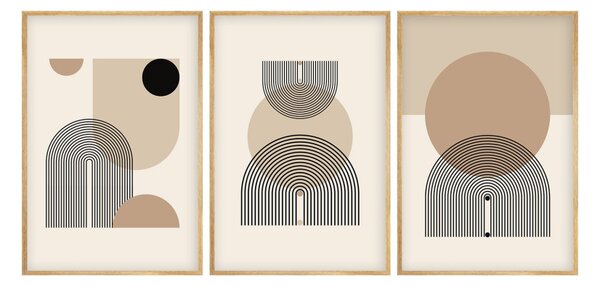 Huhu263 keretezett MDF falikép, 50 x 70 cm, 3 db-os szett