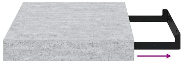 Betonszürke MDF lebegő fali polc 23 x 23,5 x 3,8 cm