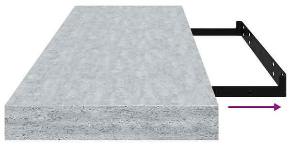 Betonszürke MDF lebegő fali polc 80 x 23,5 x 3,8 cm