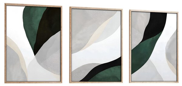 Huhu229 keretezett MDF falikép, 50 x 70 cm, 3 db-os szett