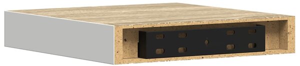 Tölgyszínű és fehér MDF lebegő fali polc 23 x 23,5 x 3,8 cm