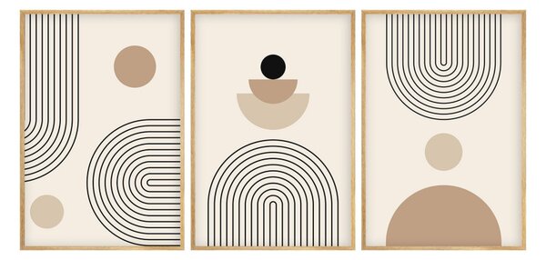 Huhu261 keretezett MDF falikép, 50 x 70 cm, 3 db-os szett