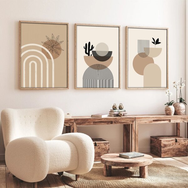 Huhu264 keretezett MDF falikép, 50 x 70 cm, 3 db-os szett