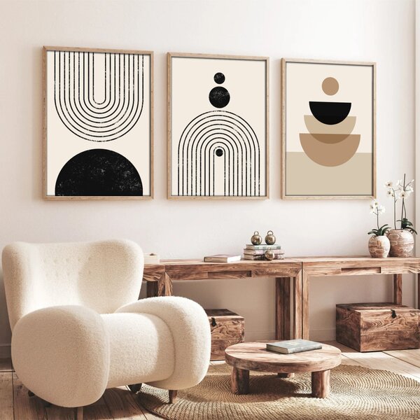 Huhu262 keretezett MDF falikép, 50 x 70 cm, 3 db-os szett