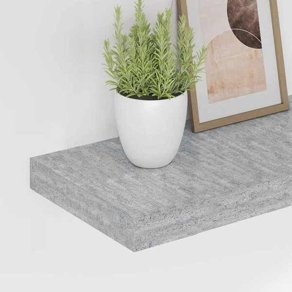 Betonszürke MDF lebegő fali polc 120 x 23,5 x 3,8 cm