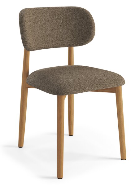 MAZZONI EXPORT ALMO Barna Taupe (Monza 40 szövet)/lakkozott tölgyfa váz - RETRO BOUCLÉ FA SZÉK NAPPALIBA ÉTKEZŐBE KONYHÁBA