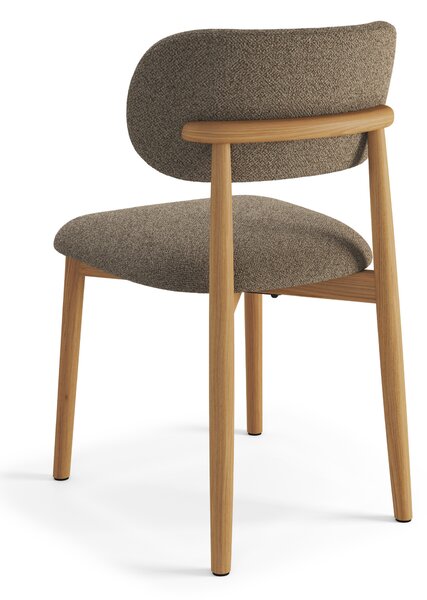 MAZZONI EXPORT ALMO Barna Taupe (Monza 40 szövet)/lakkozott tölgyfa váz - RETRO BOUCLÉ FA SZÉK NAPPALIBA ÉTKEZŐBE KONYHÁBA