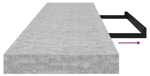 Betonszürke MDF lebegő fali polc 120 x 23,5 x 3,8 cm
