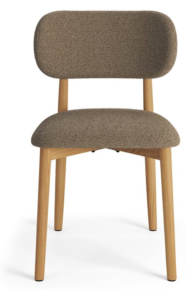 MAZZONI EXPORT ALMO Barna Taupe (Monza 40 szövet)/lakkozott tölgyfa váz - RETRO BOUCLÉ FA SZÉK NAPPALIBA ÉTKEZŐBE KONYHÁBA