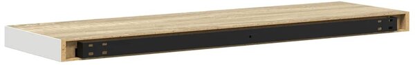 2 db tölgyszínű és fehér MDF lebegő fali polc 80x23,5x3,8 cm