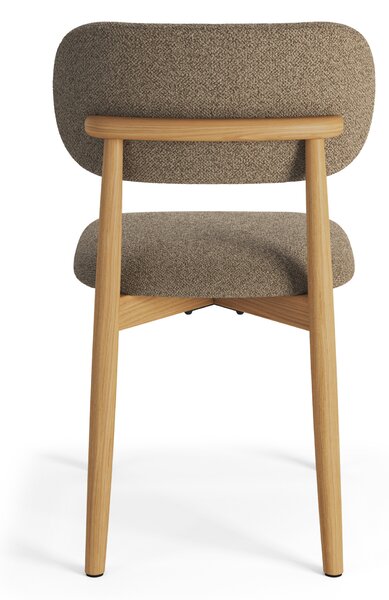 MAZZONI EXPORT ALMO Barna Taupe (Monza 40 szövet)/lakkozott tölgyfa váz - RETRO BOUCLÉ FA SZÉK NAPPALIBA ÉTKEZŐBE KONYHÁBA