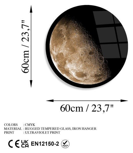 UV-1125 kerek edzett üvegkép, Ø60 cm