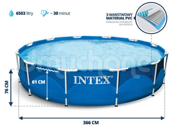 Intex Rack Fémvázas medence, javító készlettel 366x76cm (28210)