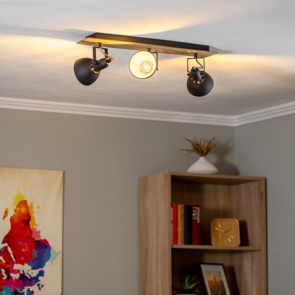 Mennyezeti Lámpa Lindby, Aylis, dimmable, Fekete, Nappali, Fém, Indusztriális dizájn