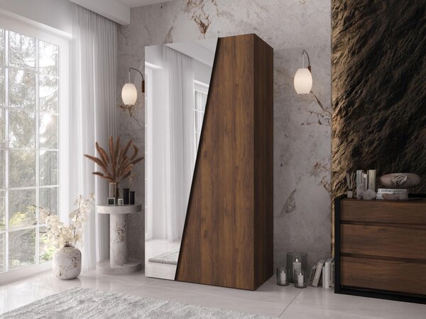 Gardróbszekrény Hartford 633, Laminált forgácslap, 202x100x50cm, Dió, Fekete