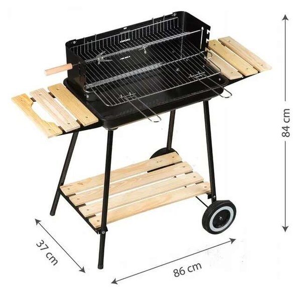 Kerti grill állítható polcokkal