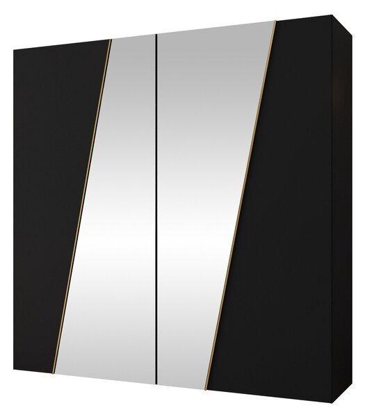 Gardróbszekrény Hartford 635, Laminált forgácslap, 202x200x50cm, Aranysárga, Fekete