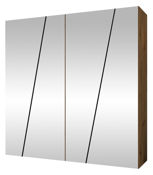 Gardróbszekrény Hartford 636, Laminált forgácslap, 202x200x50cm, Artisan tölgy, Fekete
