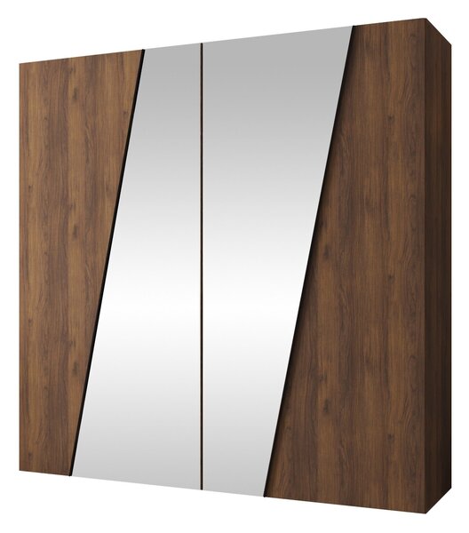 Gardróbszekrény Hartford 635, Laminált forgácslap, 202x200x50cm, Dió, Fekete