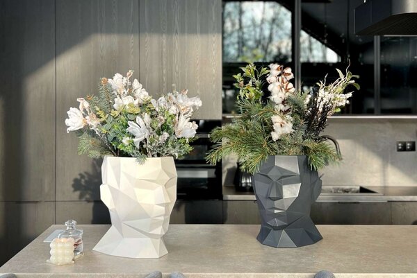 Designer kaspó monumo adonis 40cm magasság antracit