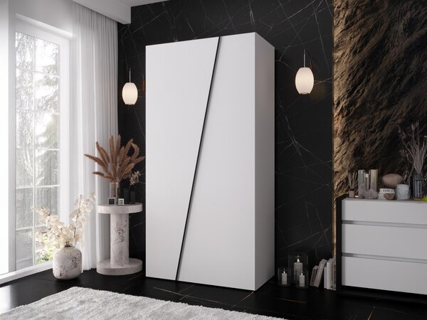 Gardróbszekrény Hartford 639, Laminált forgácslap, 202x100x50cm, Fekete, Fehér