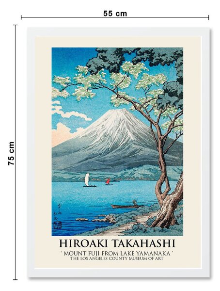 Fuji-hegy a Yamanaka-tóból keretezett falikép, 55 x 75 cm