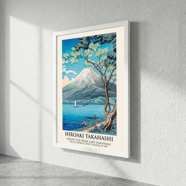 Fuji-hegy a Yamanaka-tóból keretezett falikép, 55 x 75 cm