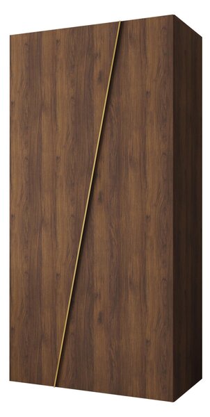 Gardróbszekrény Hartford 639, Laminált forgácslap, 202x100x50cm, Dió, Aranysárga