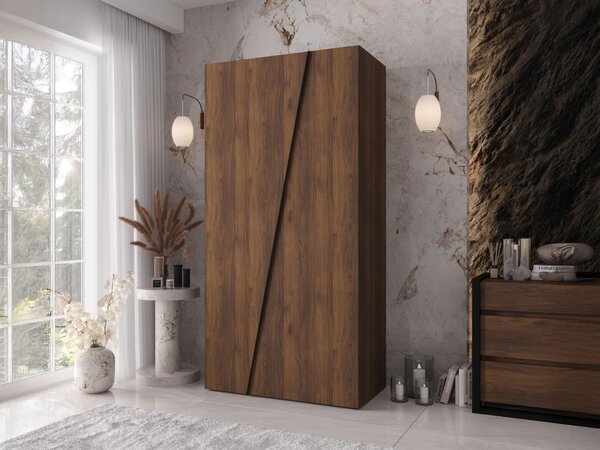Gardróbszekrény Hartford 639, Laminált forgácslap, 202x100x50cm, Dió, Fekete