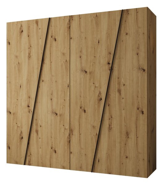 Gardróbszekrény Hartford 640, Laminált forgácslap, 202x200x50cm, Artisan tölgy, Fekete