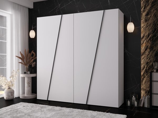 Gardróbszekrény Hartford 640, Laminált forgácslap, 202x200x50cm, Fekete, Fehér