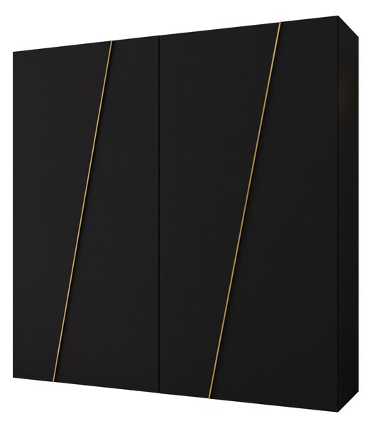 Gardróbszekrény Hartford 640, Laminált forgácslap, 202x200x50cm, Aranysárga, Fekete