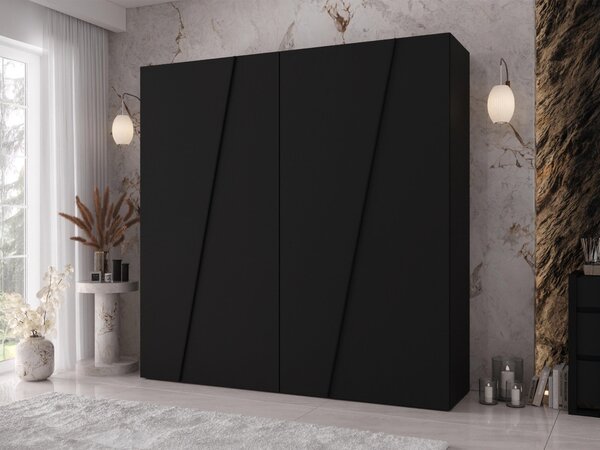 Gardróbszekrény Hartford 640, Laminált forgácslap, 202x200x50cm, Fekete