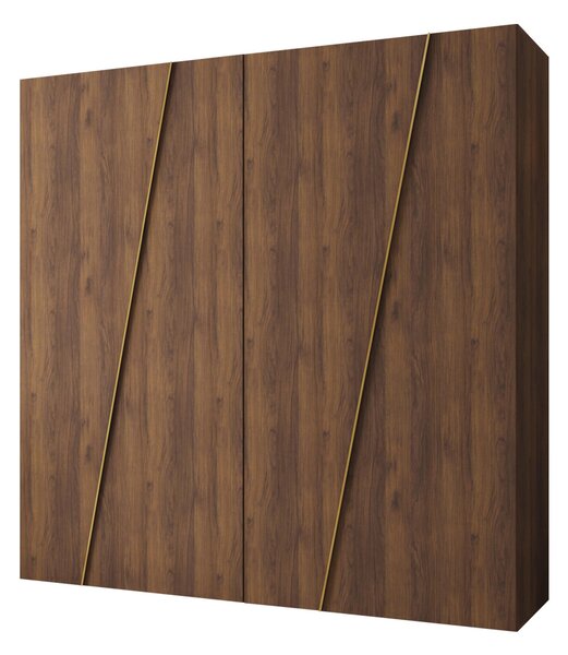 Gardróbszekrény Hartford 640, Laminált forgácslap, 202x200x50cm, Dió, Aranysárga