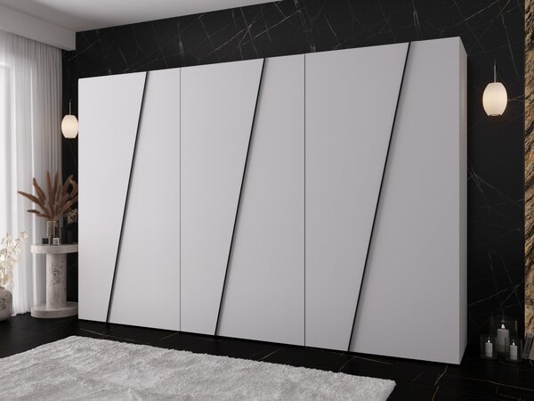 Gardróbszekrény Hartford 641, Laminált forgácslap, 202x300x50cm, Fekete, Fehér