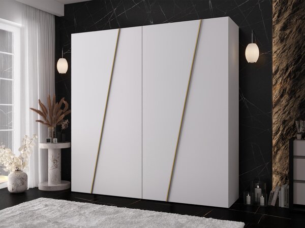 Gardróbszekrény Hartford 640, Laminált forgácslap, 202x200x50cm, Aranysárga, Fehér