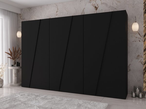 Gardróbszekrény Hartford 641, Laminált forgácslap, 202x300x50cm, Fekete