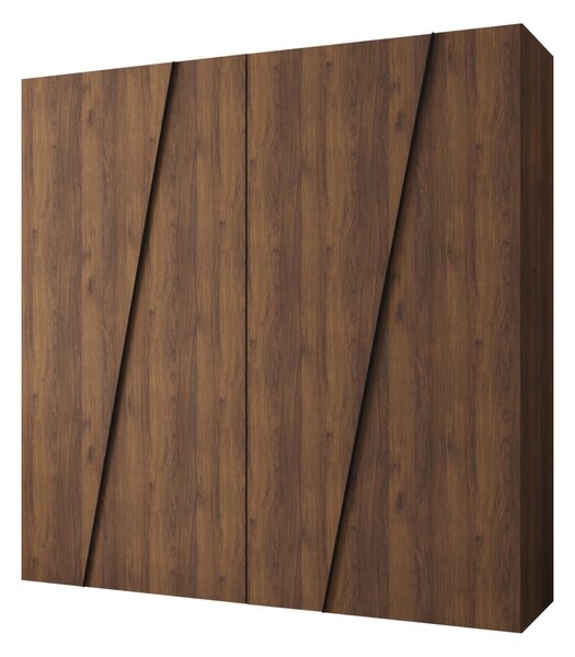Gardróbszekrény Hartford 640, Laminált forgácslap, 202x200x50cm, Dió, Fekete